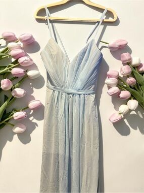Fame and Partners Light Blue Spaghetti Strap Maxi Dress